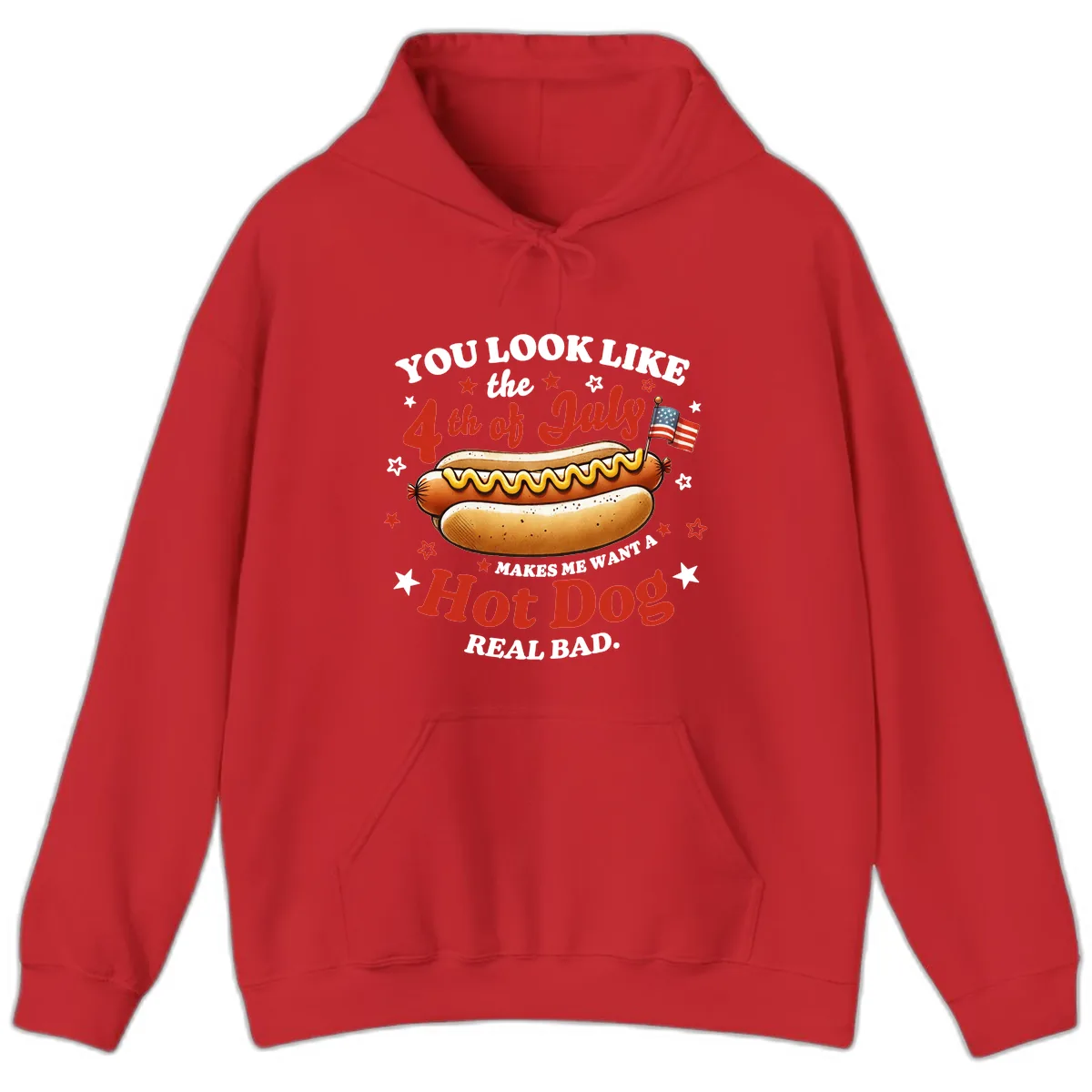 You Look Like the 4th of July Hot Dog Hoodie in Red
