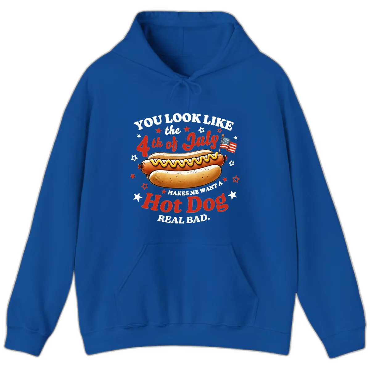 You Look Like the 4th of July Hot Dog Hoodie in Royal