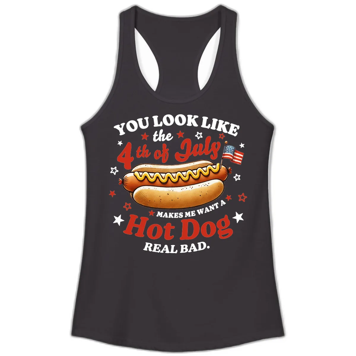 You Look Like the 4th of July Hot Dog Ladies Tank in Black