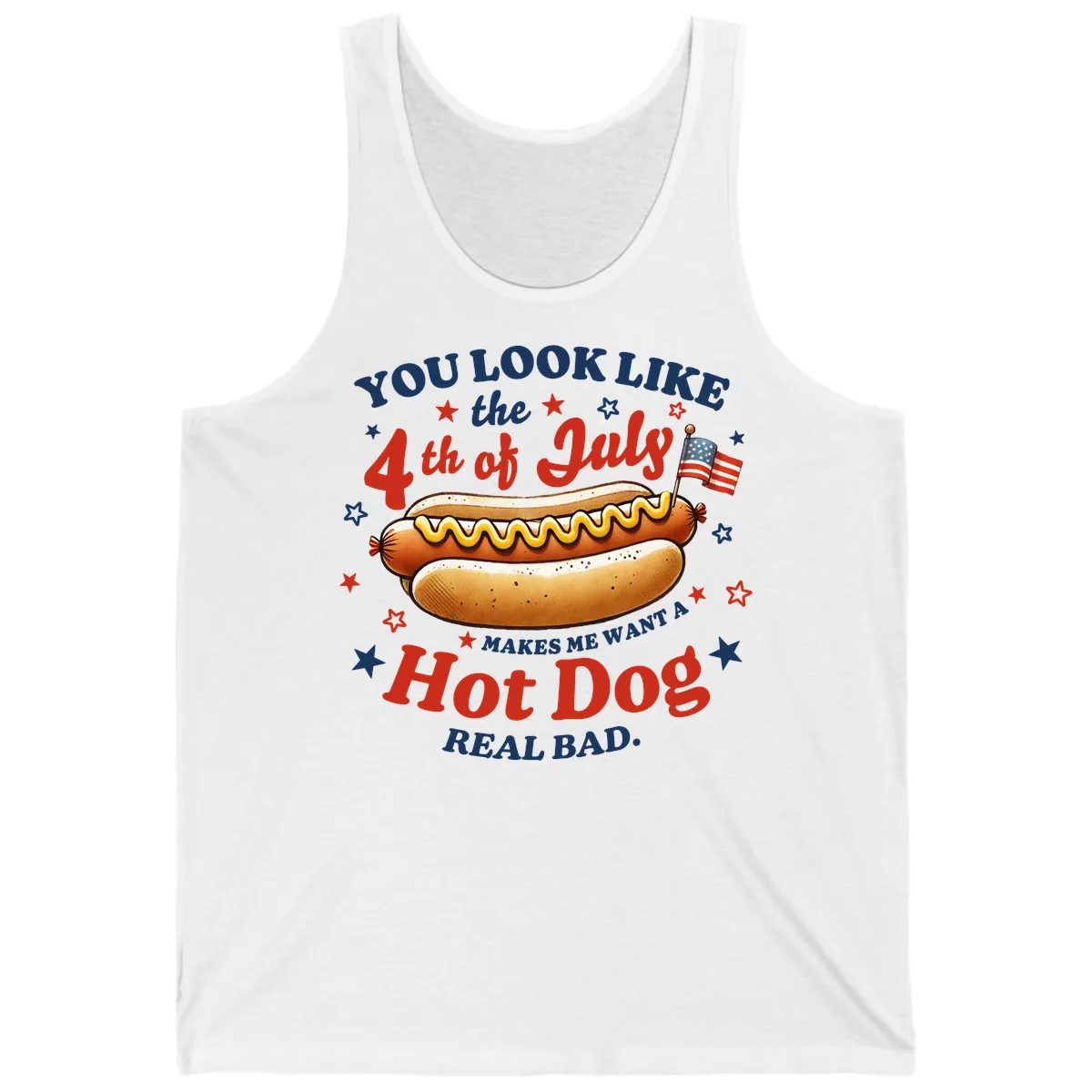 You Look Like the 4th of July Hot Dog Tank in White