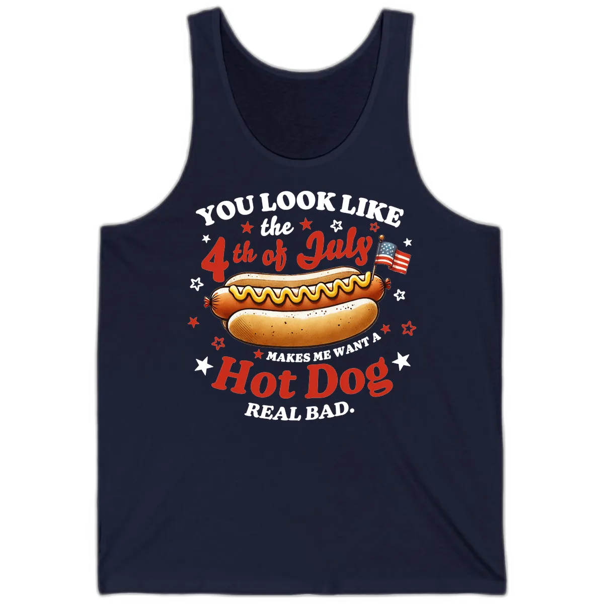 You Look Like the 4th of July Hot Dog Tank in Navy