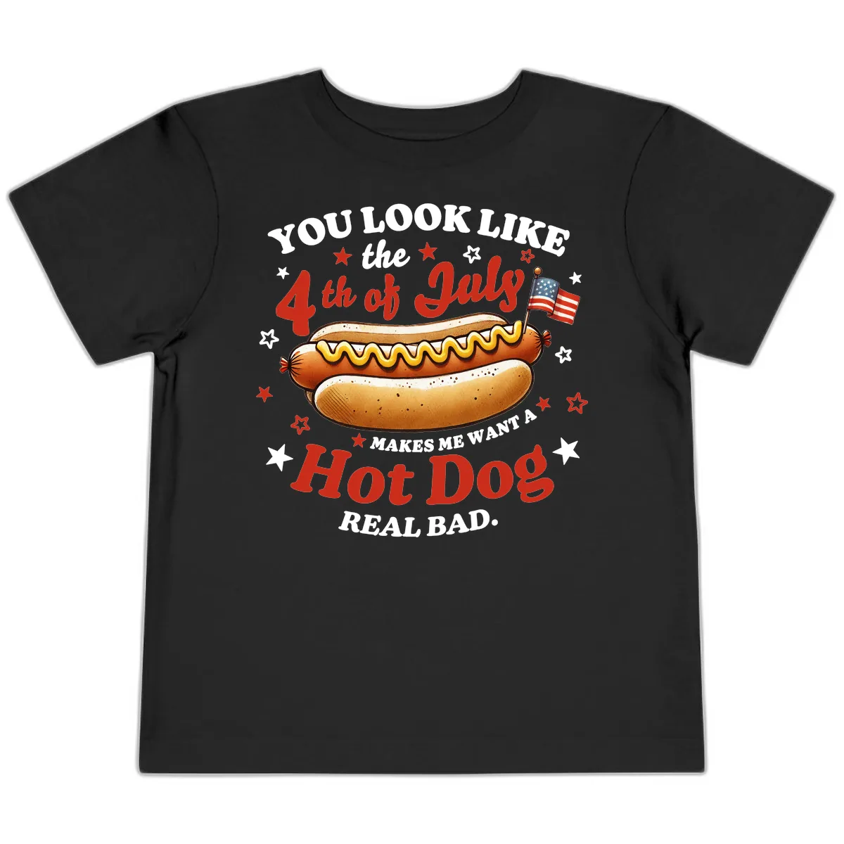 You Look Like the 4th of July Hot Dog Toddler T-Shirt in Black