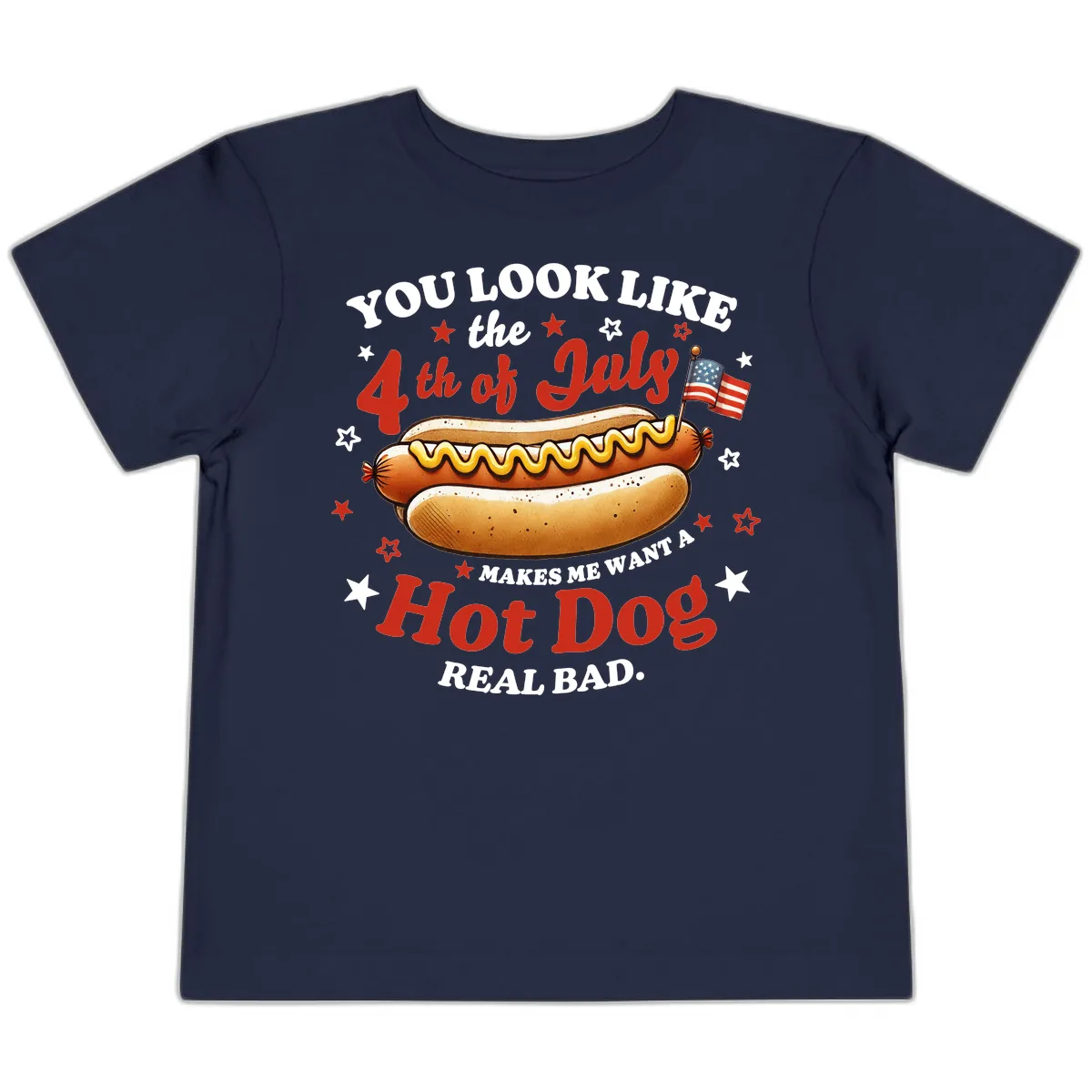 You Look Like the 4th of July Hot Dog Toddler T-Shirt in Navy
