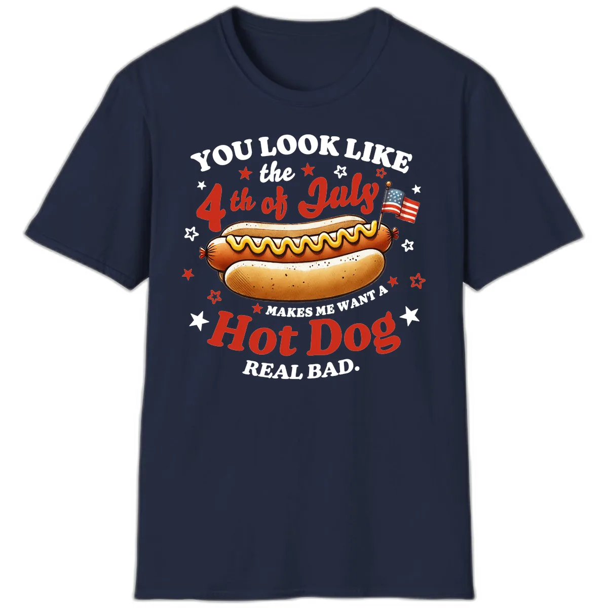 You Look Like the 4th of July Hot Dog T-Shirt in Navy