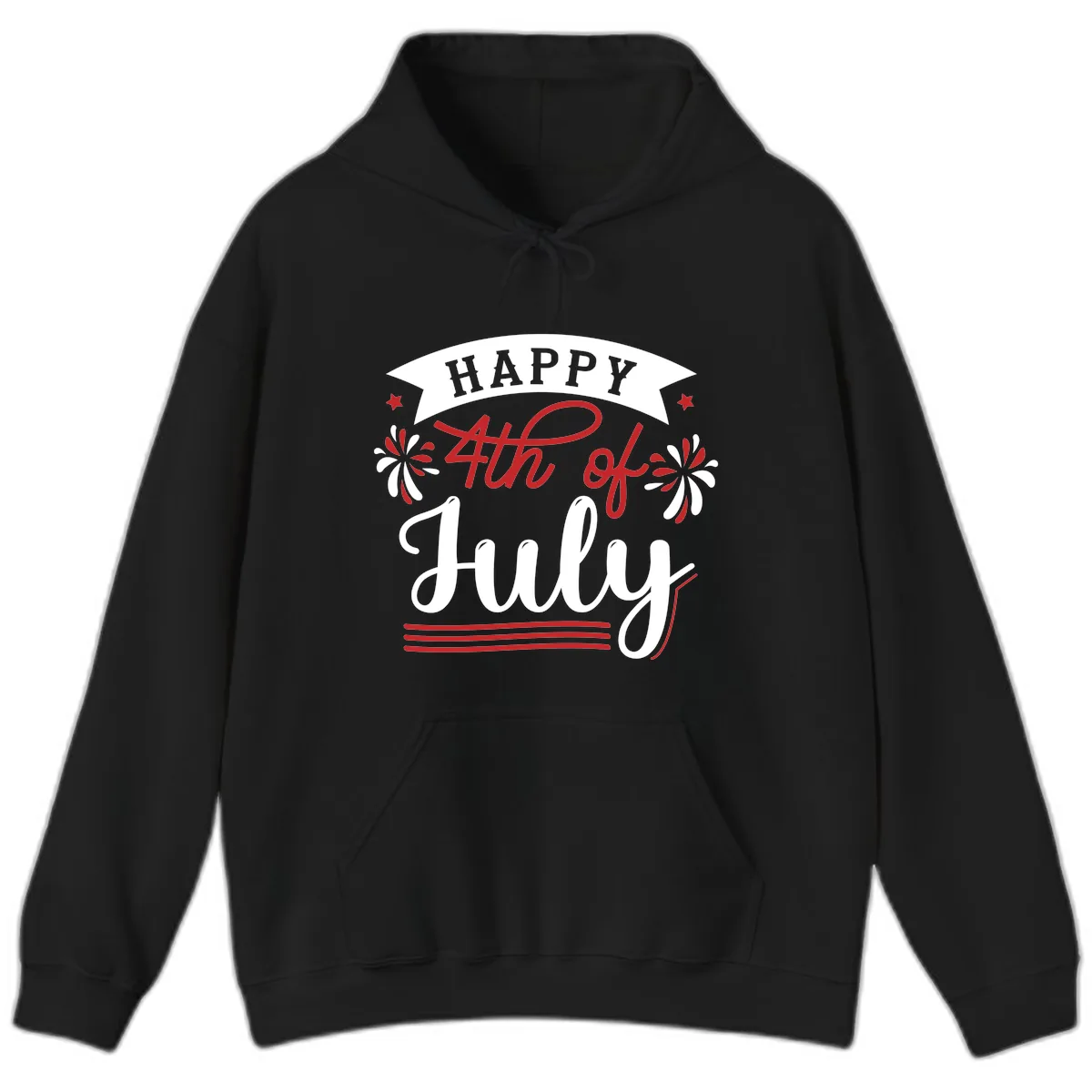 Happy Fourth Of July Celebration Design Hoodie in Black