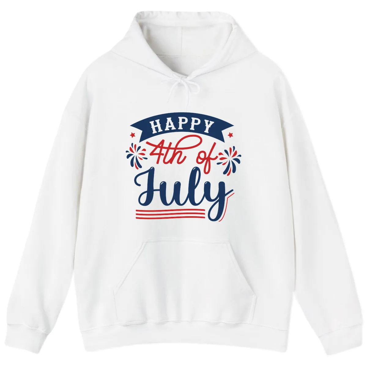 Happy Fourth Of July Celebration Design Hoodie in White