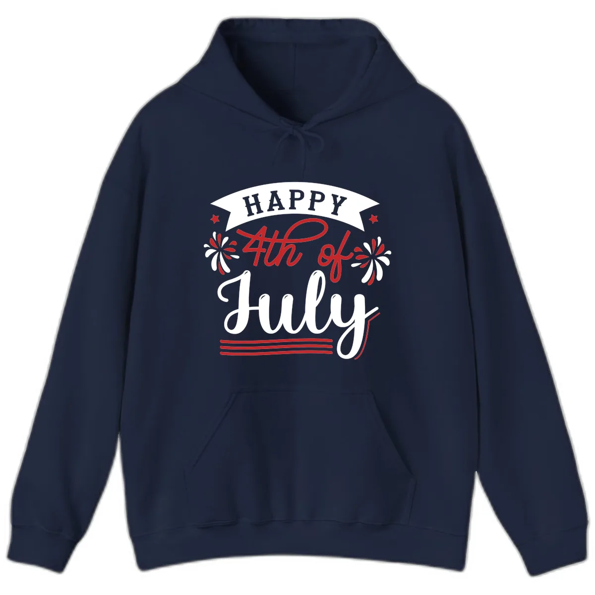Happy Fourth Of July Celebration Design Hoodie in Navy