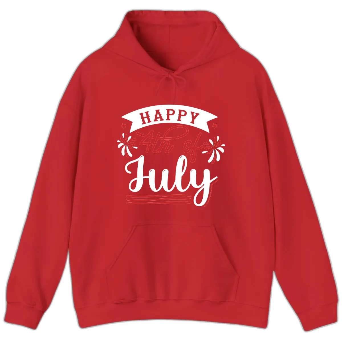 Happy Fourth Of July Celebration Design Hoodie in Red