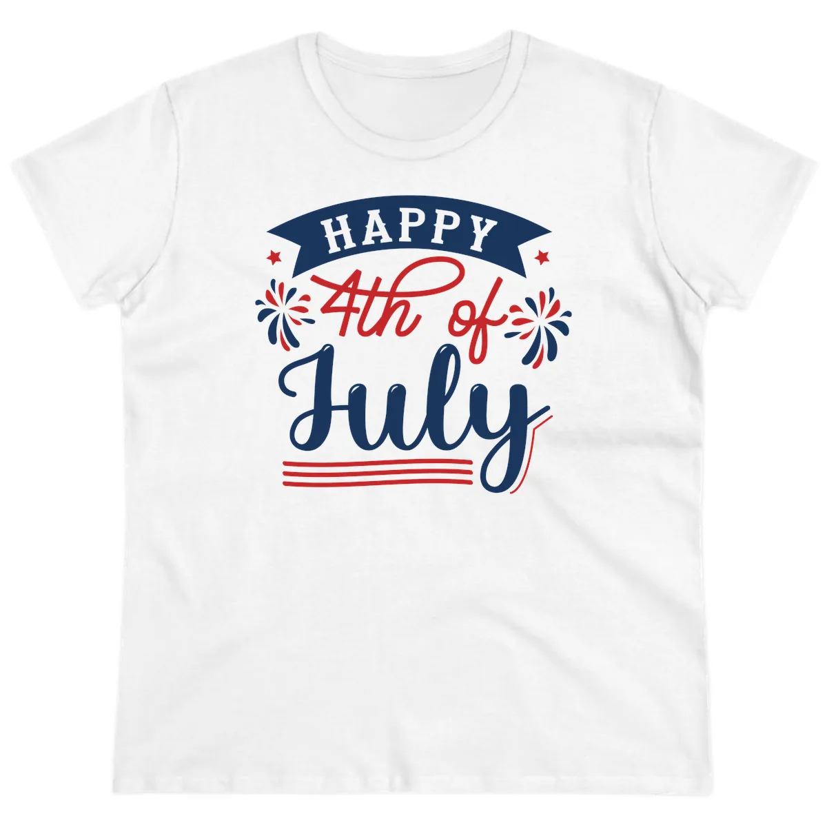 Happy Fourth Of July Celebration Design Ladies Tee in White