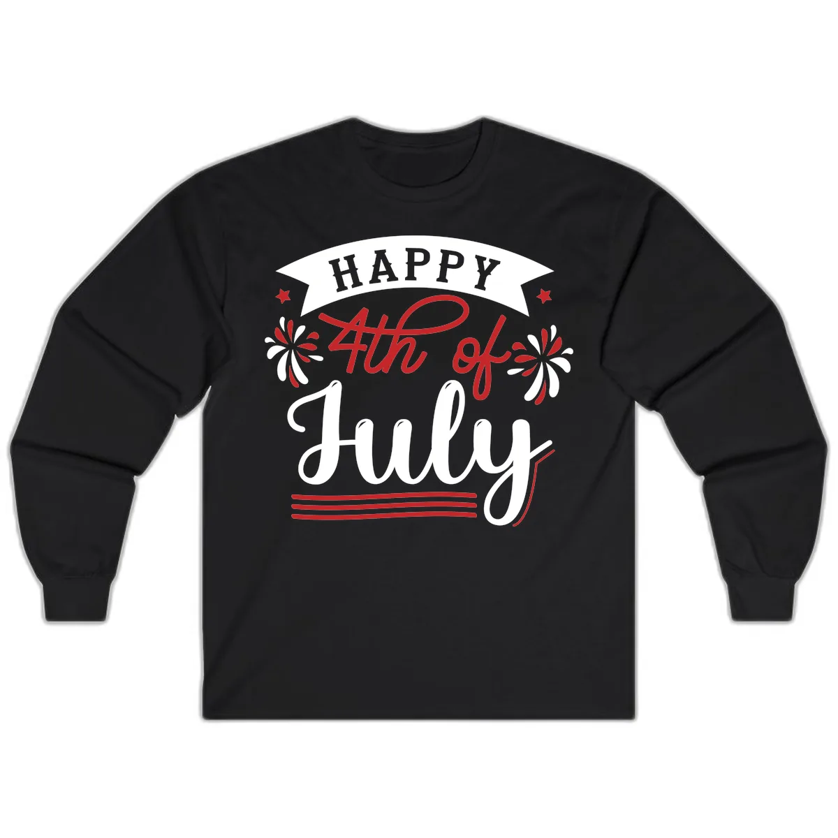 Happy Fourth Of July Celebration Design Long Sleeve in Black