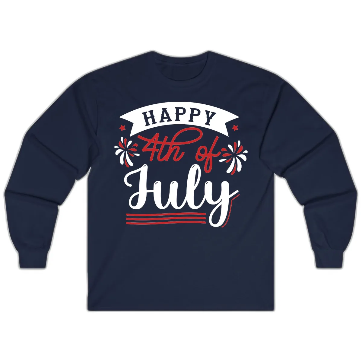 Happy Fourth Of July Celebration Design Long Sleeve in Navy