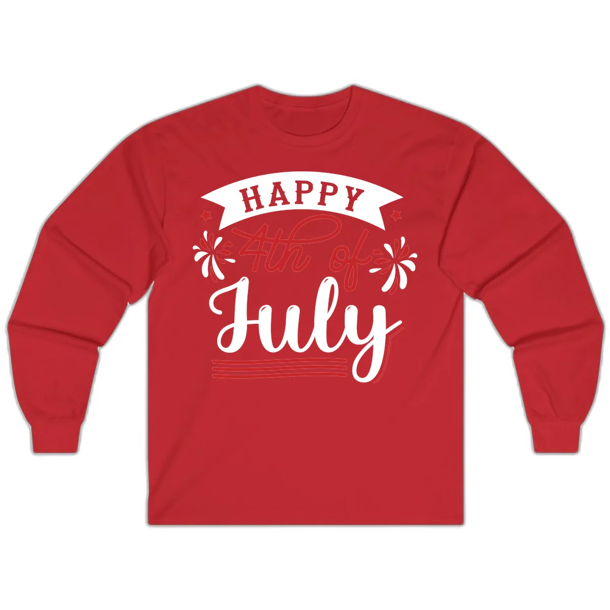 Happy Fourth Of July Celebration Design Long Sleeve in Red