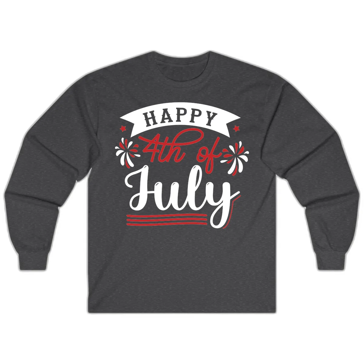 Happy Fourth Of July Celebration Design Long Sleeve in Dark Heather