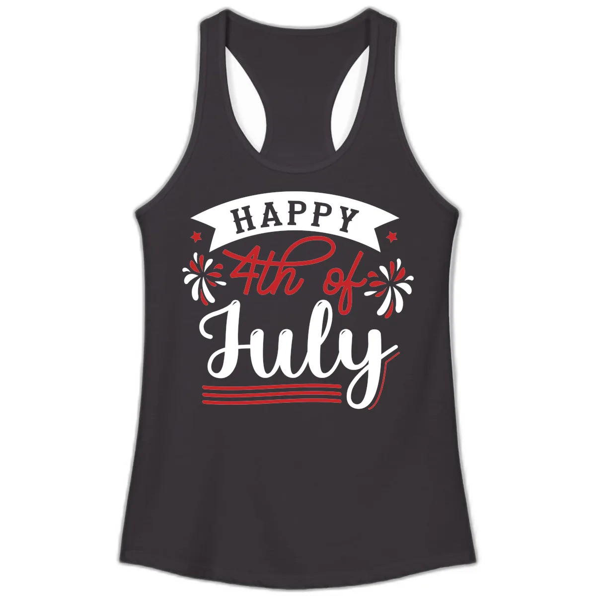 Happy Fourth Of July Celebration Design Ladies Tank in Black