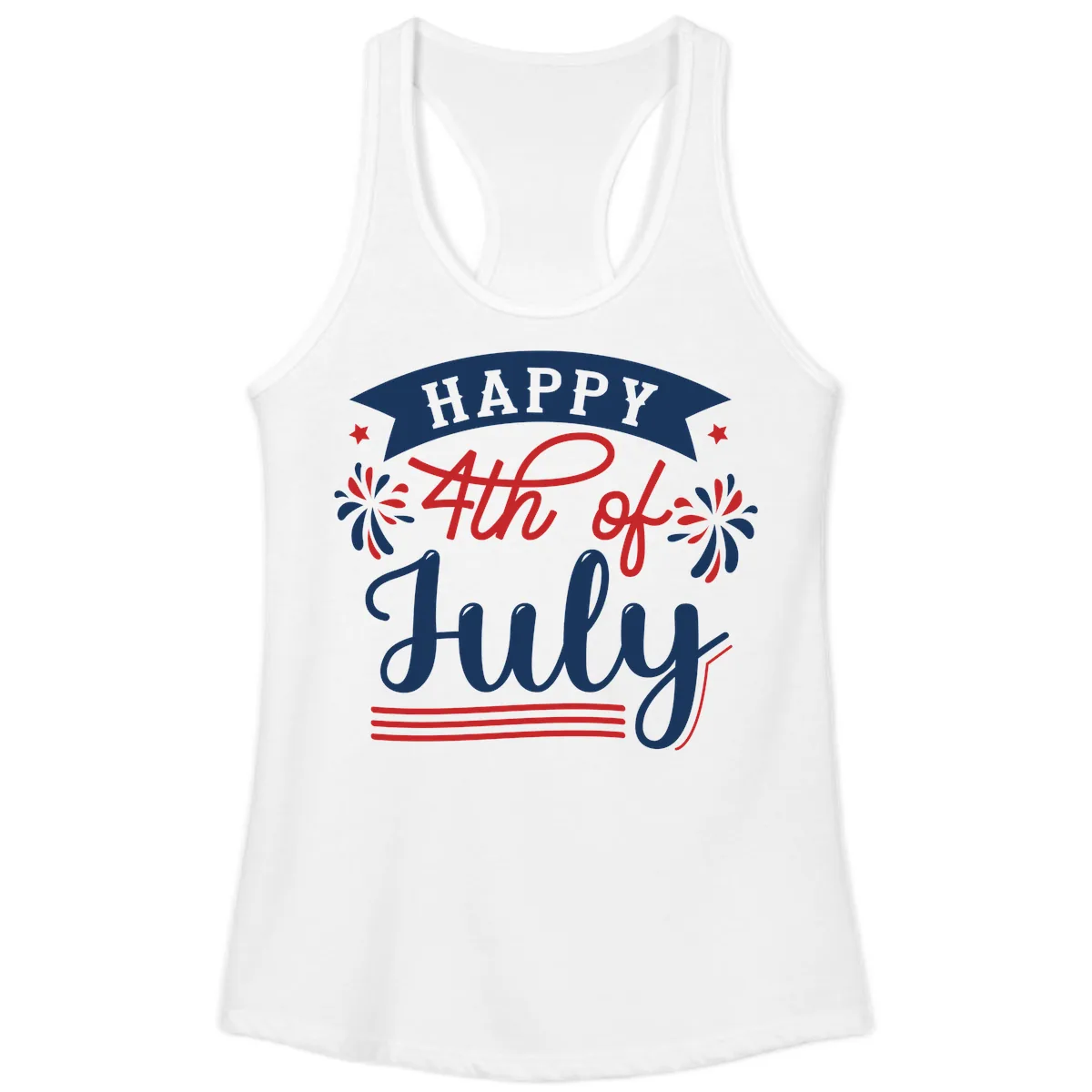 Happy Fourth Of July Celebration Design Ladies Tank in White