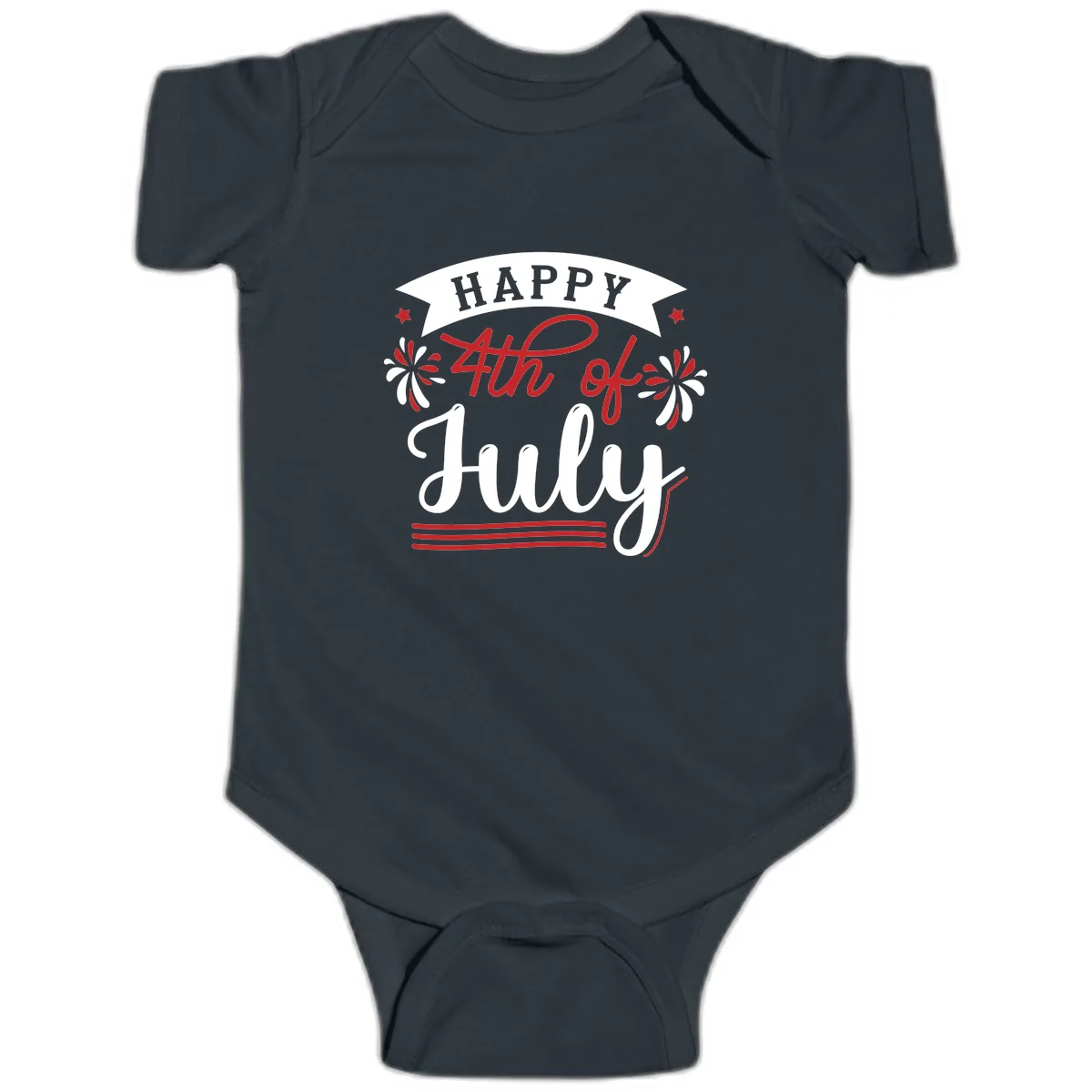 Happy Fourth Of July Celebration Design Baby Onesie in Black