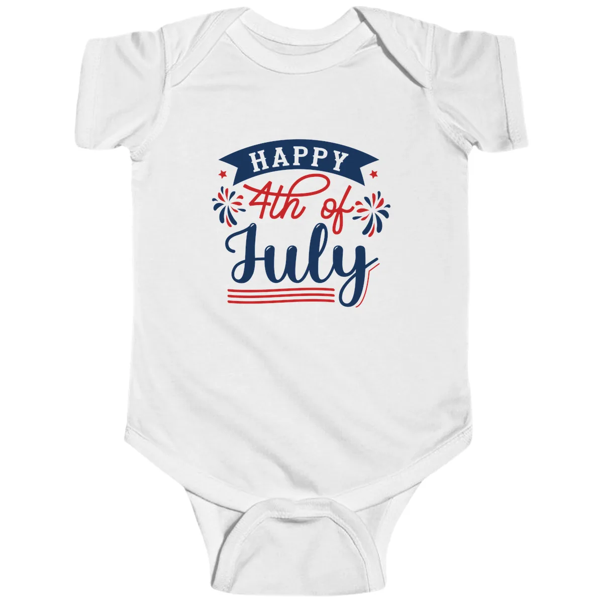 Happy Fourth Of July Celebration Design Baby Onesie in White