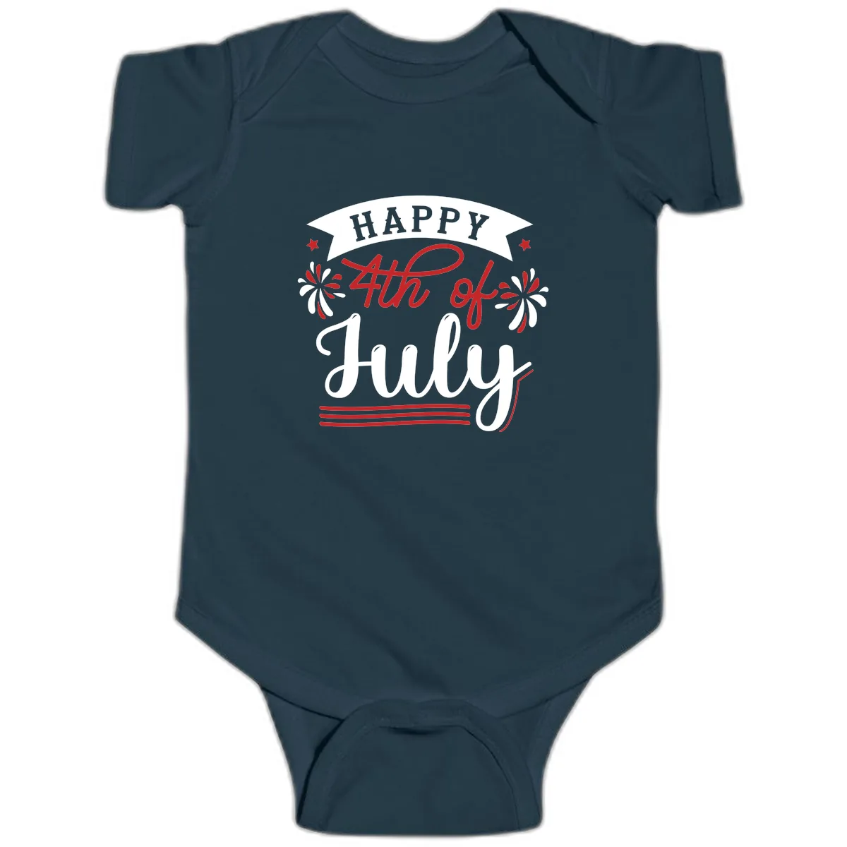 Happy Fourth Of July Celebration Design Baby Onesie in Navy