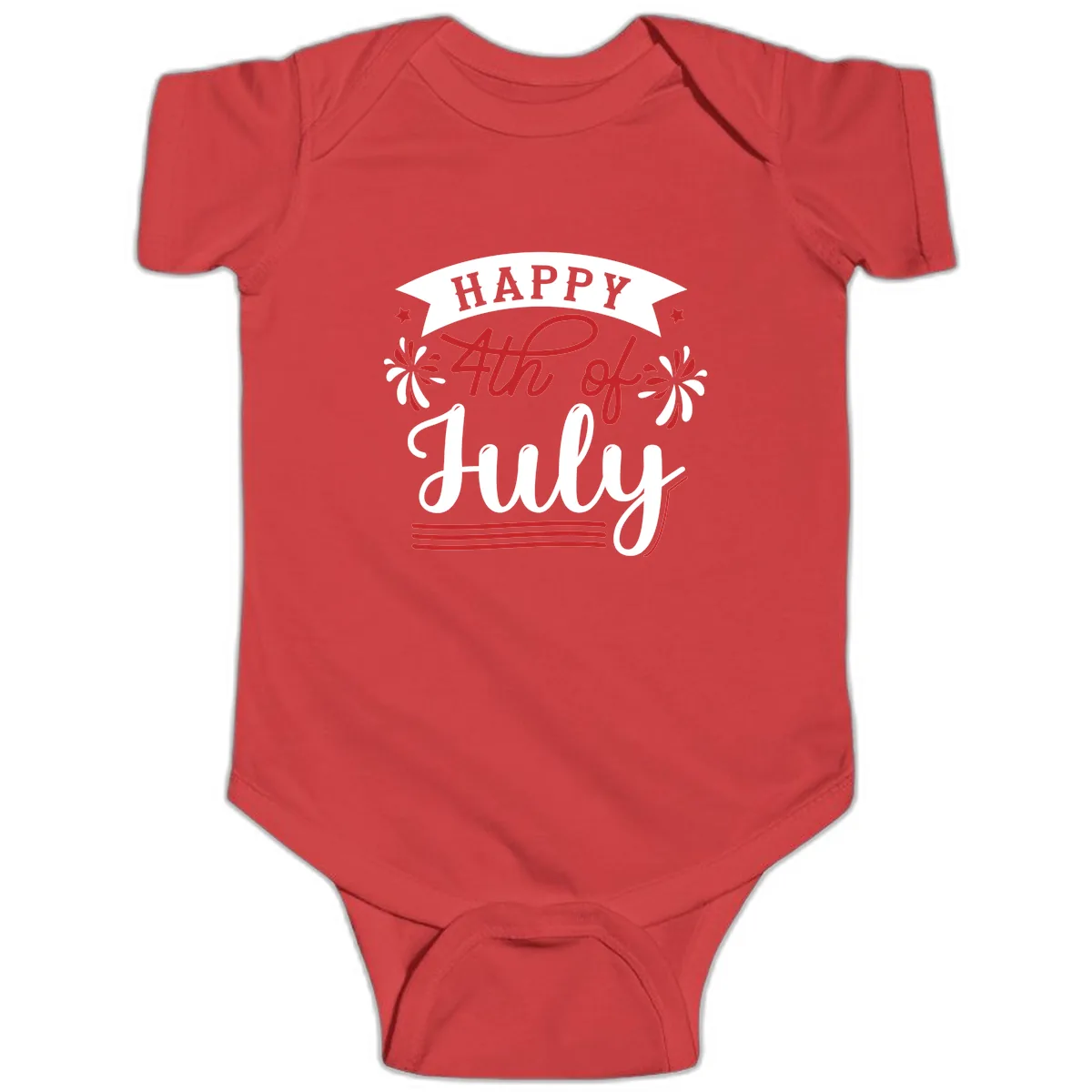 Happy Fourth Of July Celebration Design Baby Onesie in Red