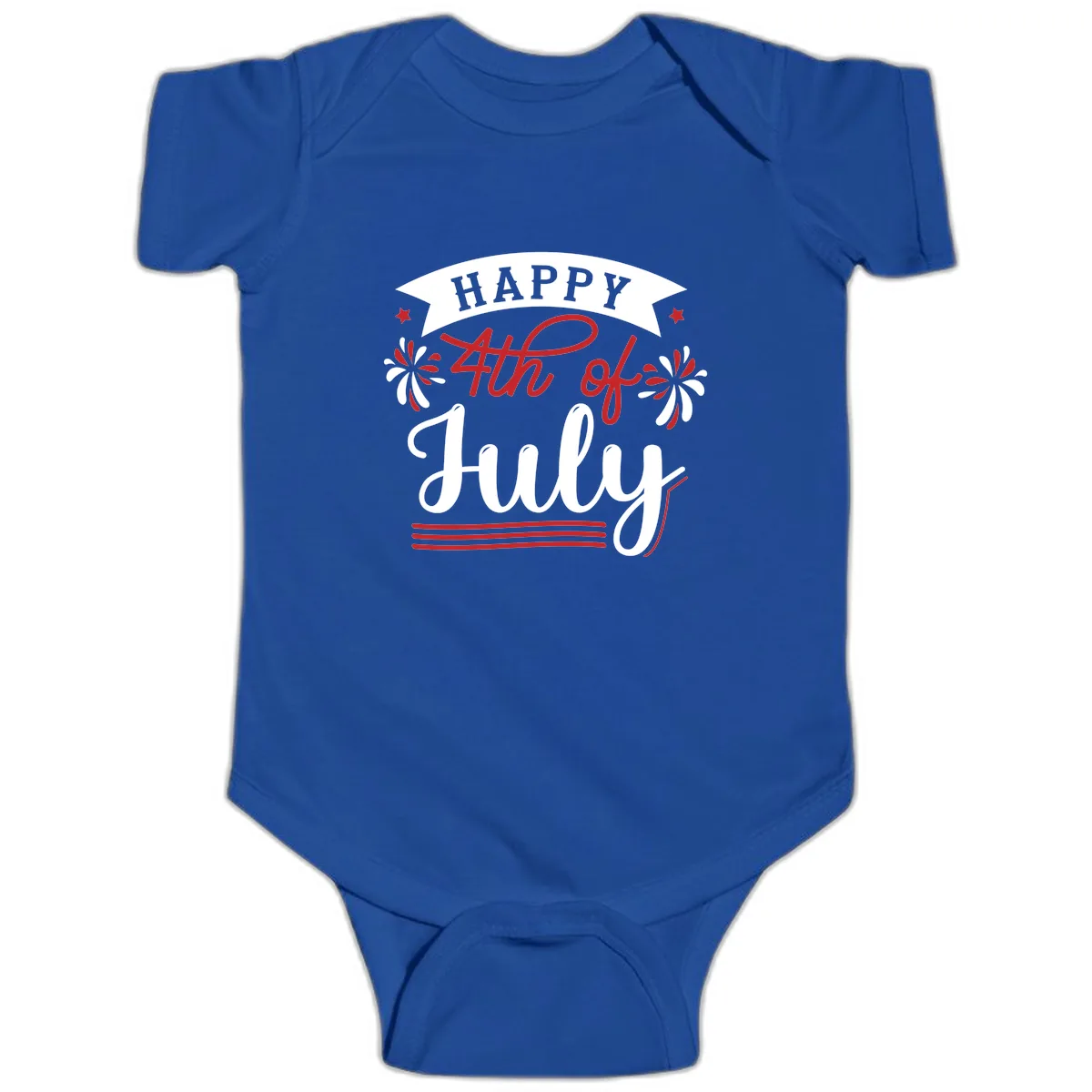 Happy Fourth Of July Celebration Design Baby Onesie in Royal