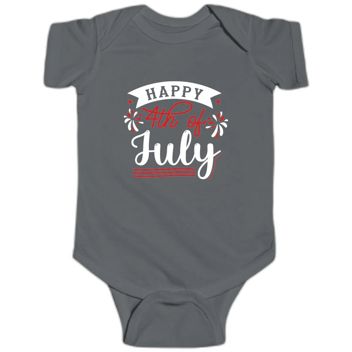 Happy Fourth Of July Celebration Design Baby Onesie in Charcoal