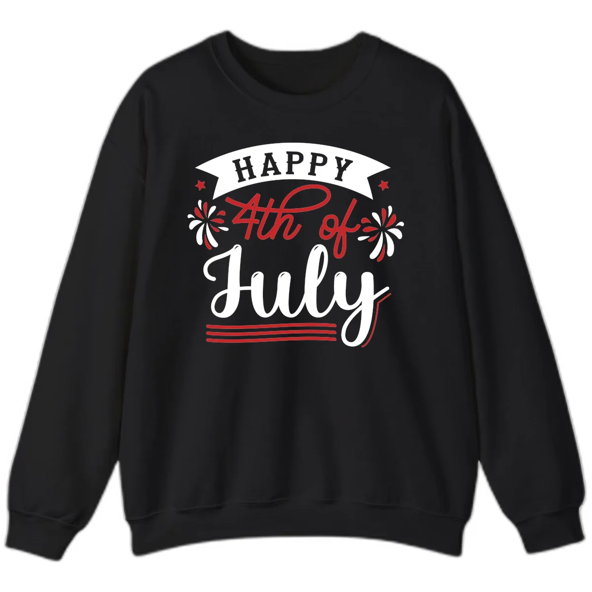 Happy Fourth Of July Celebration Design Sweatshirt in Black
