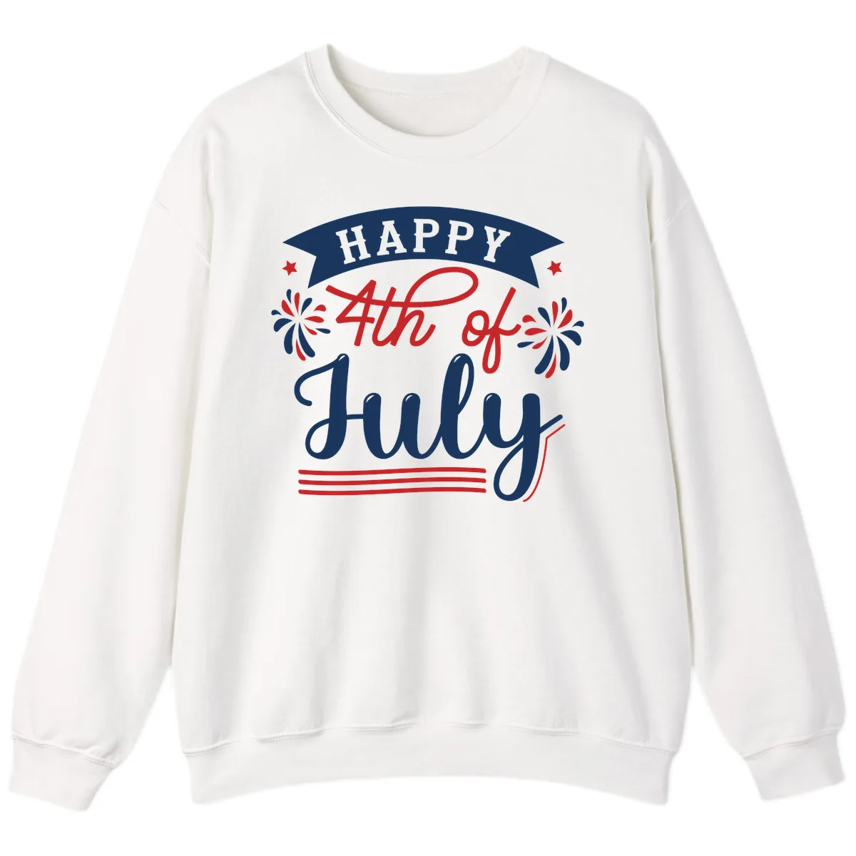 Happy Fourth Of July Celebration Design Sweatshirt in White