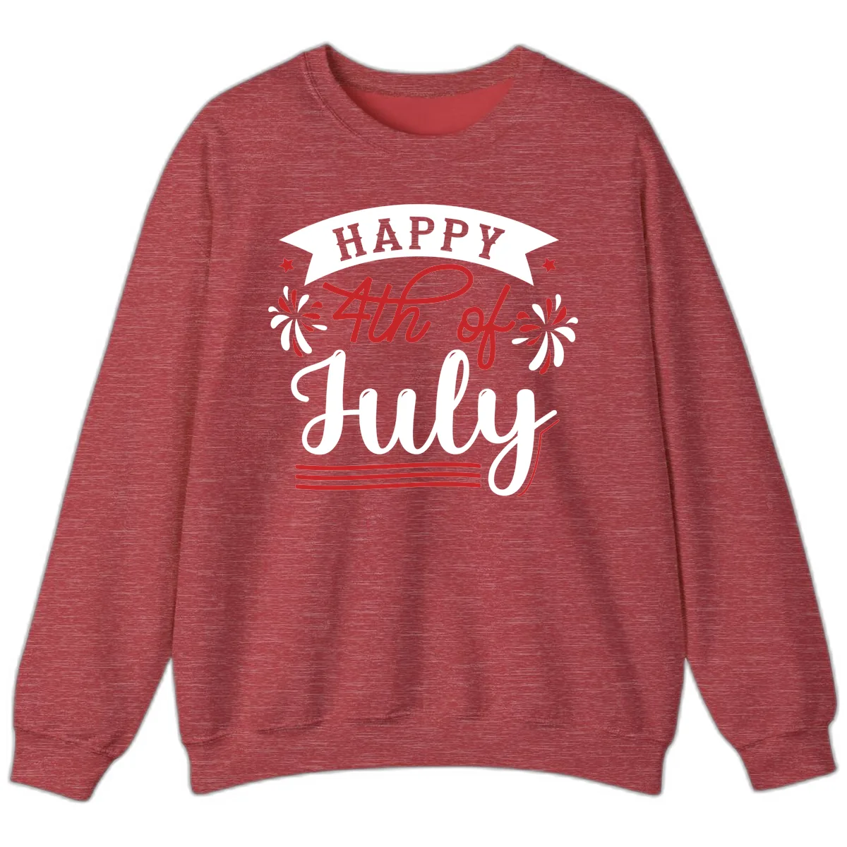Happy Fourth Of July Celebration Design Sweatshirt in Heather Scarlet Red
