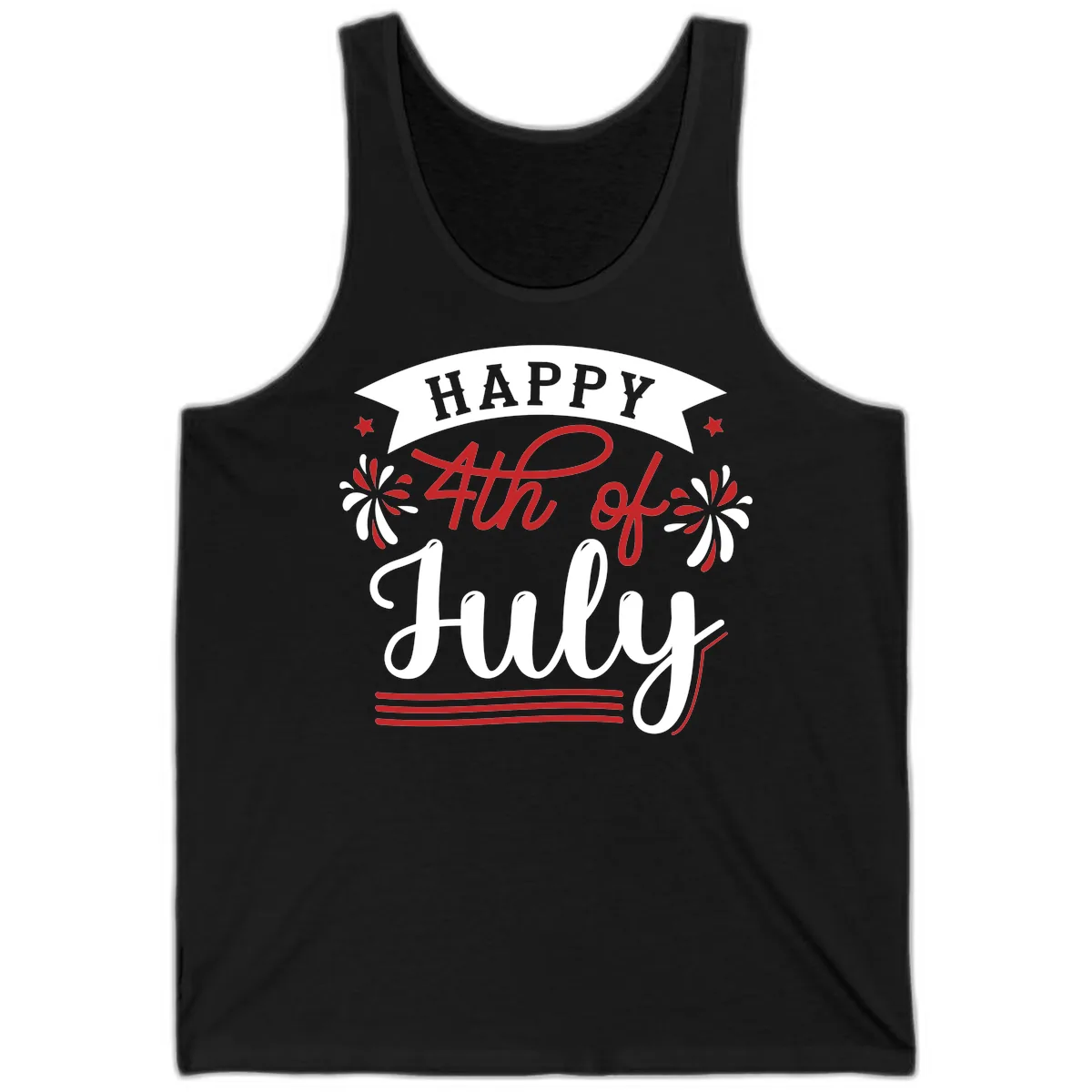 Happy Fourth Of July Celebration Design Tank in Black