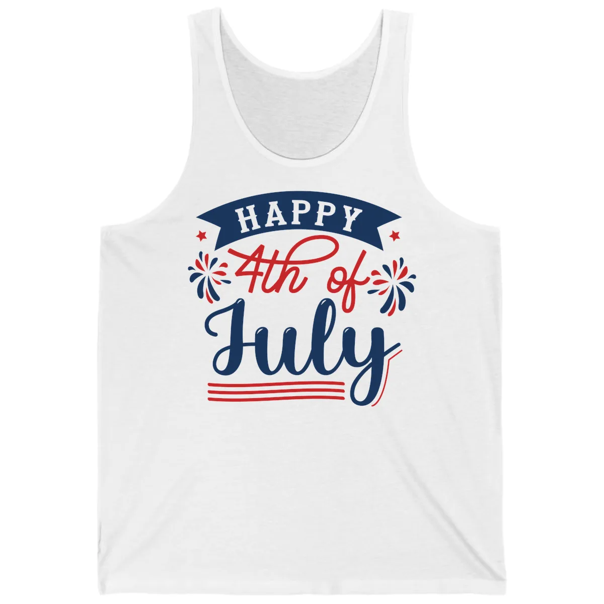 Happy Fourth Of July Celebration Design Tank in White