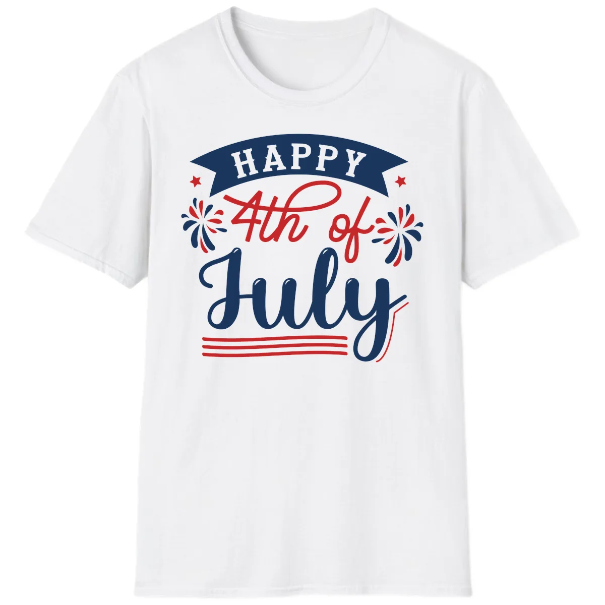 Happy Fourth Of July Celebration Design T-Shirt in White