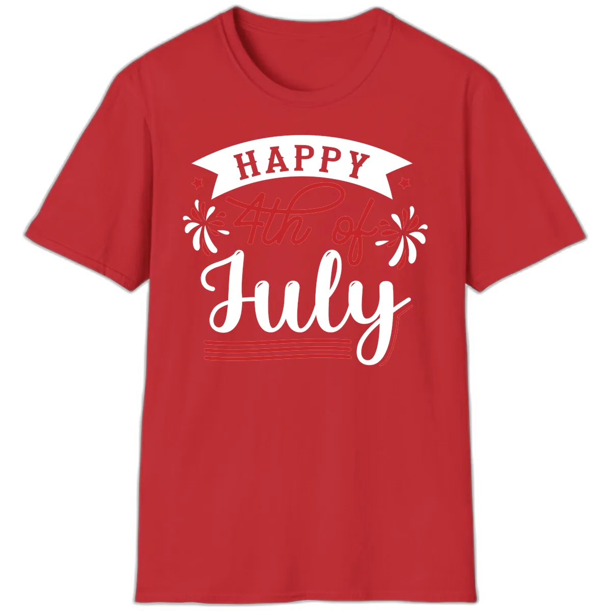 Happy Fourth Of July Celebration Design T-Shirt in Red