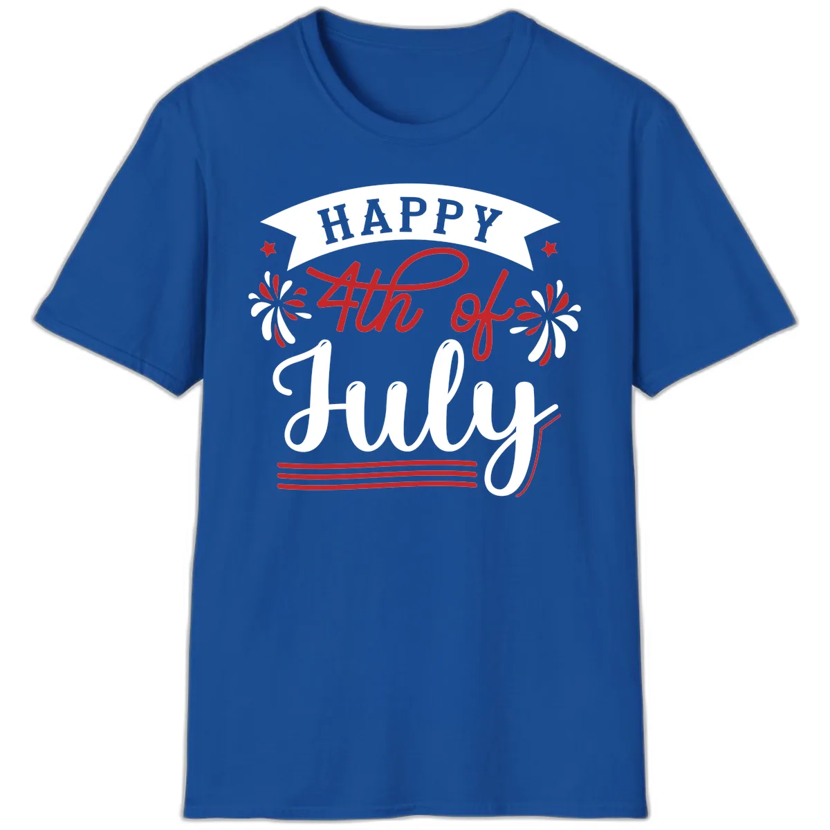 Happy Fourth Of July Celebration Design T-Shirt in Royal
