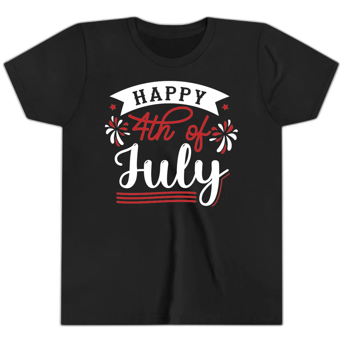 Happy Fourth Of July Celebration Design Youth T-Shirt in Black