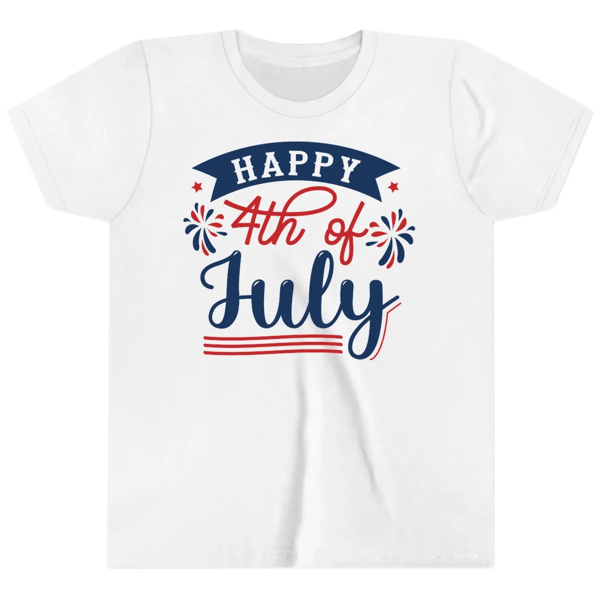 Happy Fourth Of July Celebration Design Youth T-Shirt in White