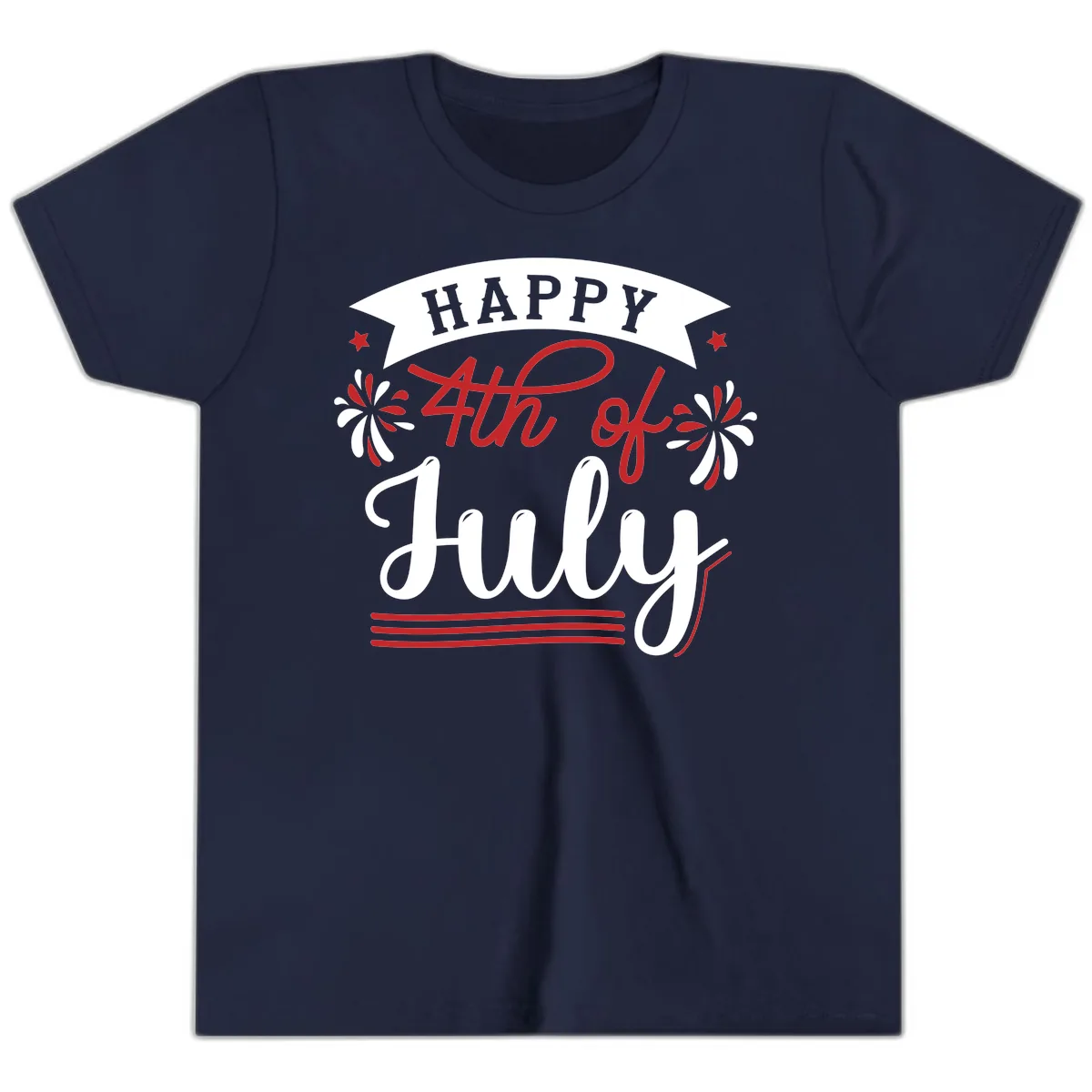 Happy Fourth Of July Celebration Design Youth T-Shirt in Navy