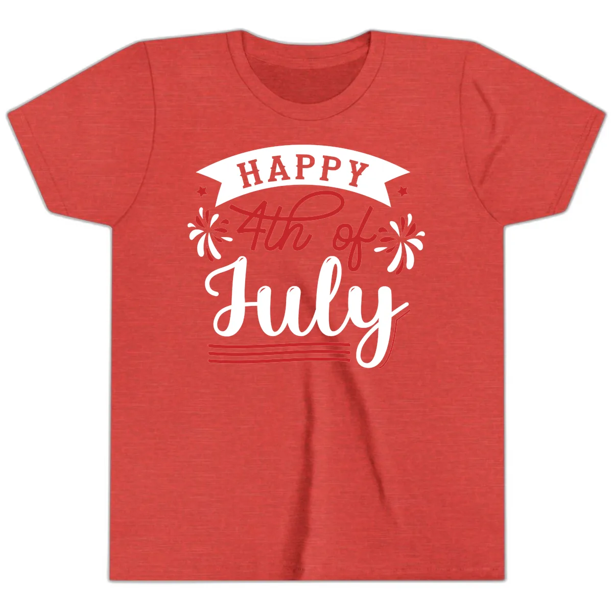 Happy Fourth Of July Celebration Design Youth T-Shirt in Heather Red