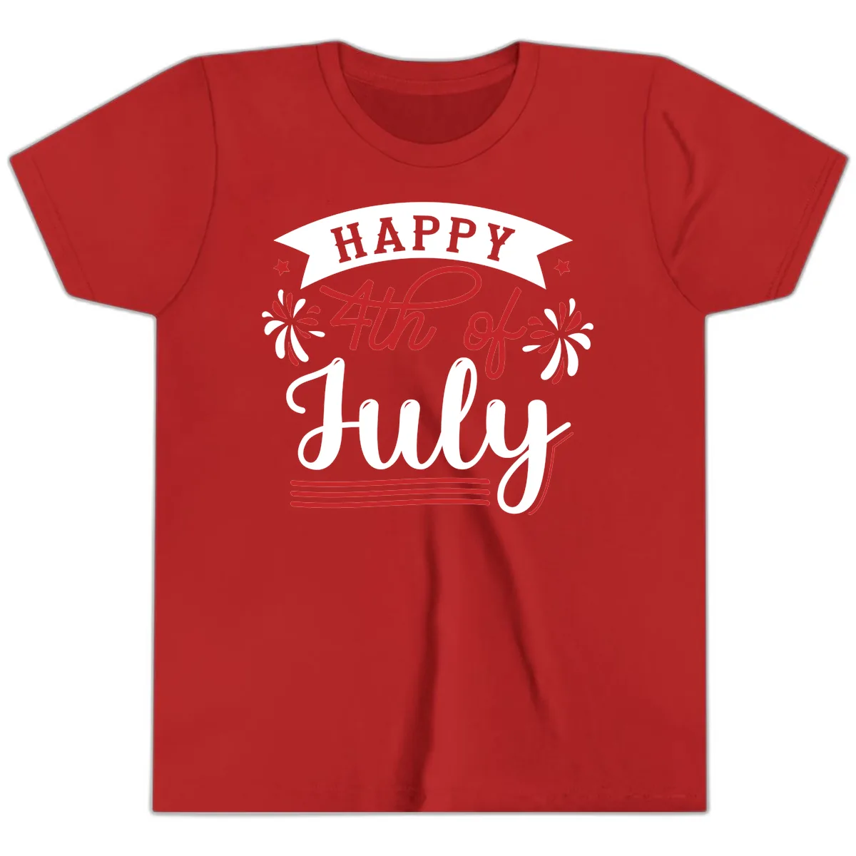 Happy Fourth Of July Celebration Design Youth T-Shirt in Red