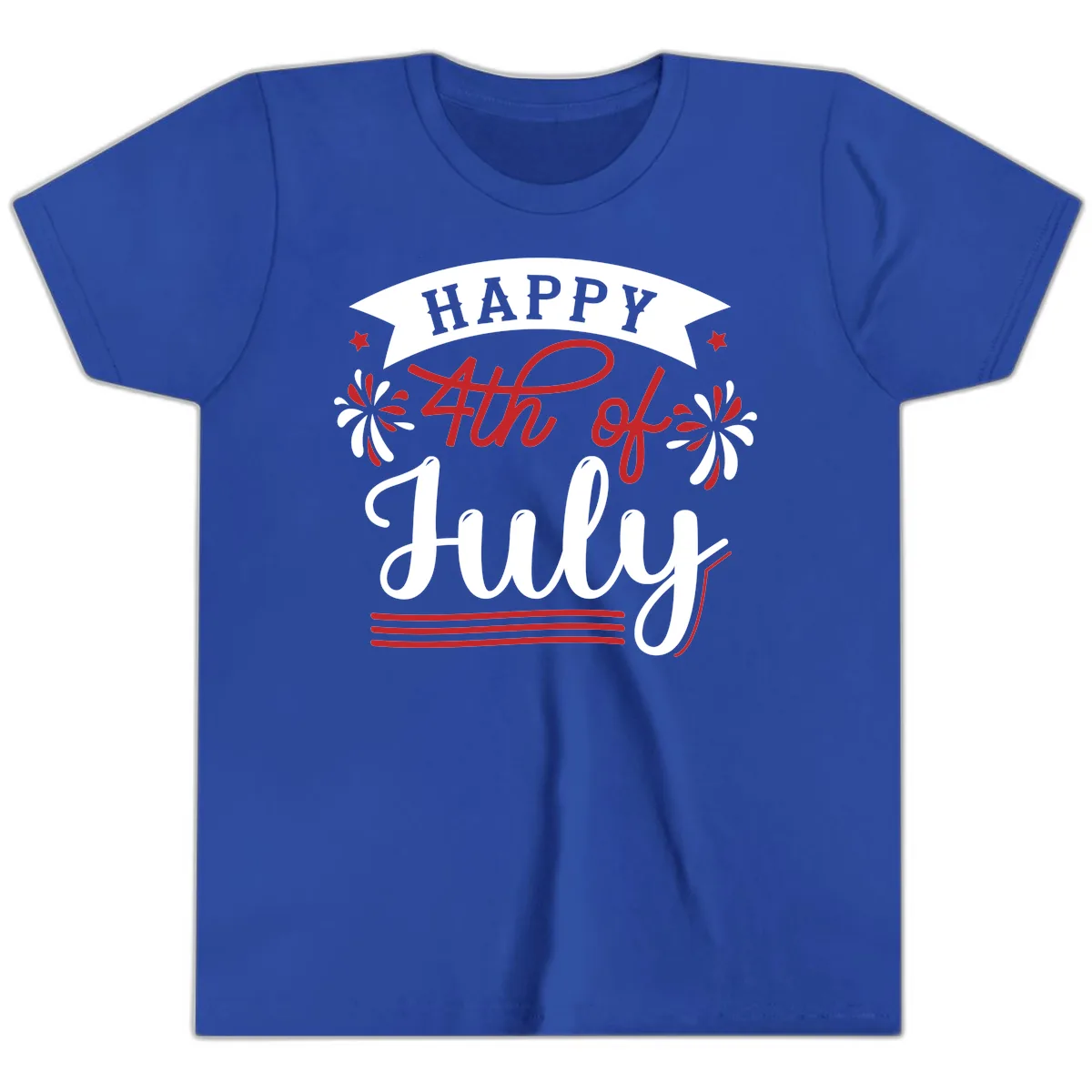 Happy Fourth Of July Celebration Design Youth T-Shirt in True Royal