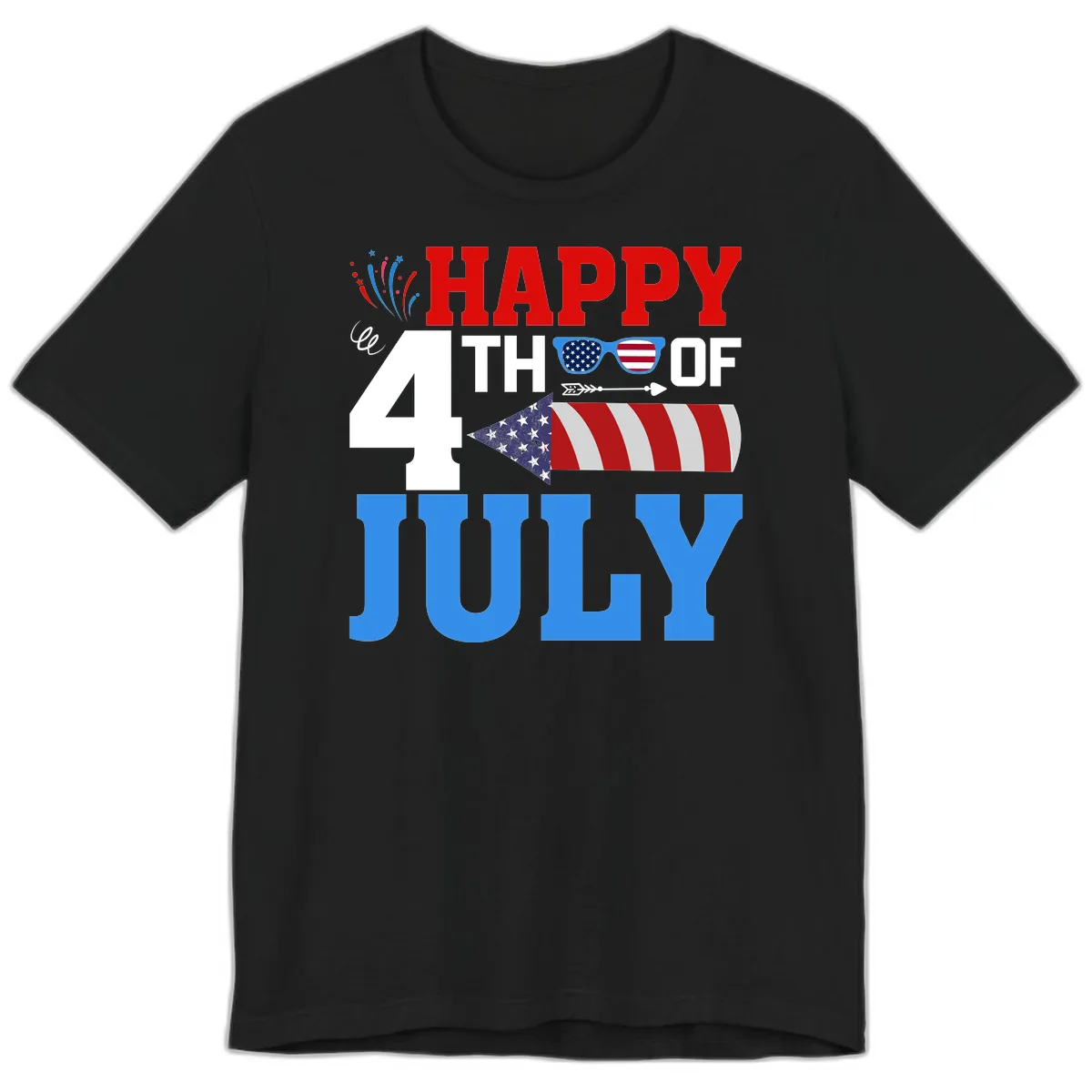 Happy 4th of July Celebration Fireworks Premium T-Shirt in Black