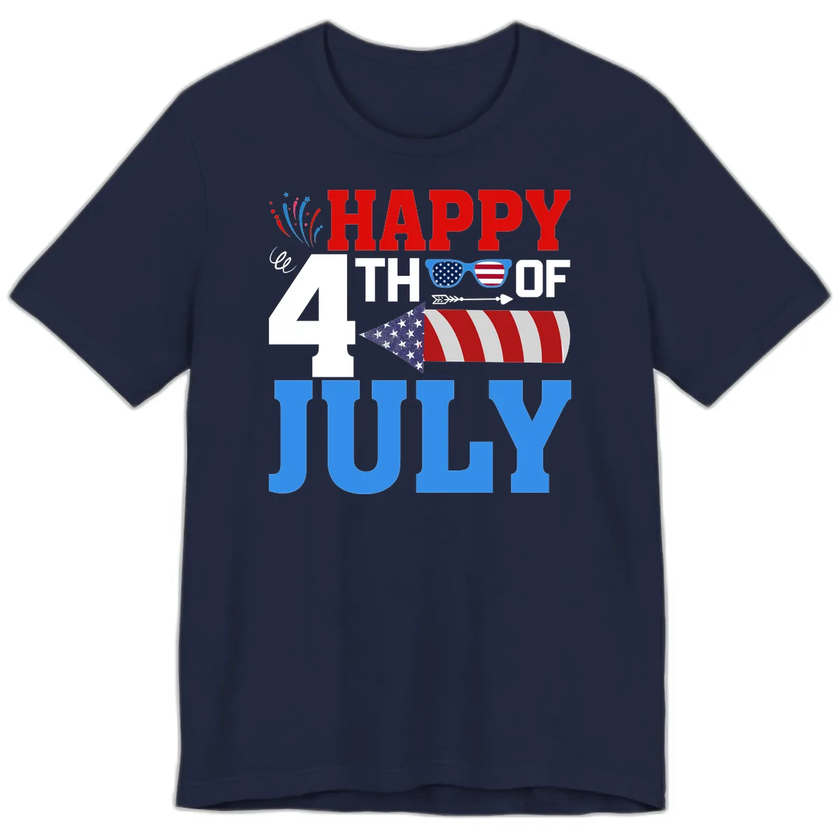 Happy 4th of July Celebration Fireworks Premium T-Shirt in Navy