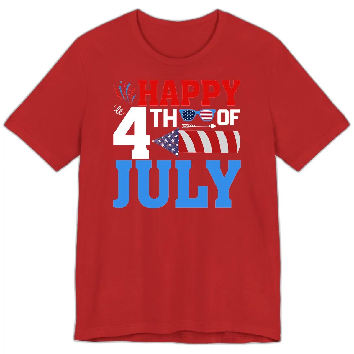 Happy 4th of July Celebration Fireworks Premium T-Shirt in Red