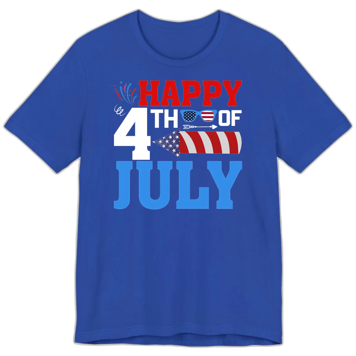 Happy 4th of July Celebration Fireworks Premium T-Shirt in True Royal