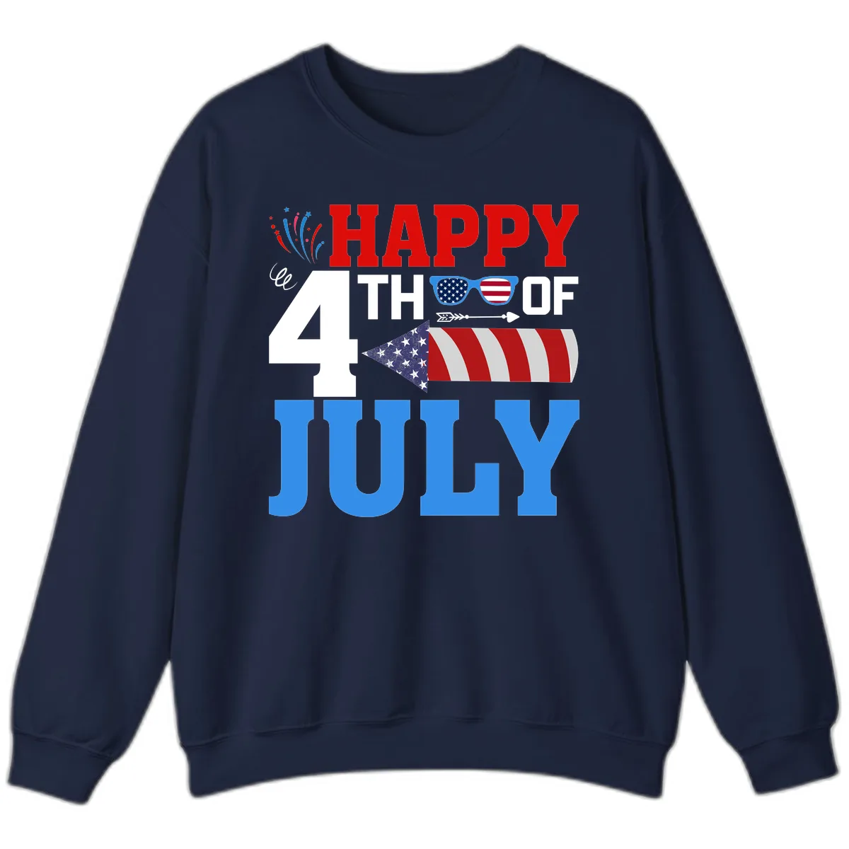 Happy 4th of July Celebration Fireworks Sweatshirt in Navy