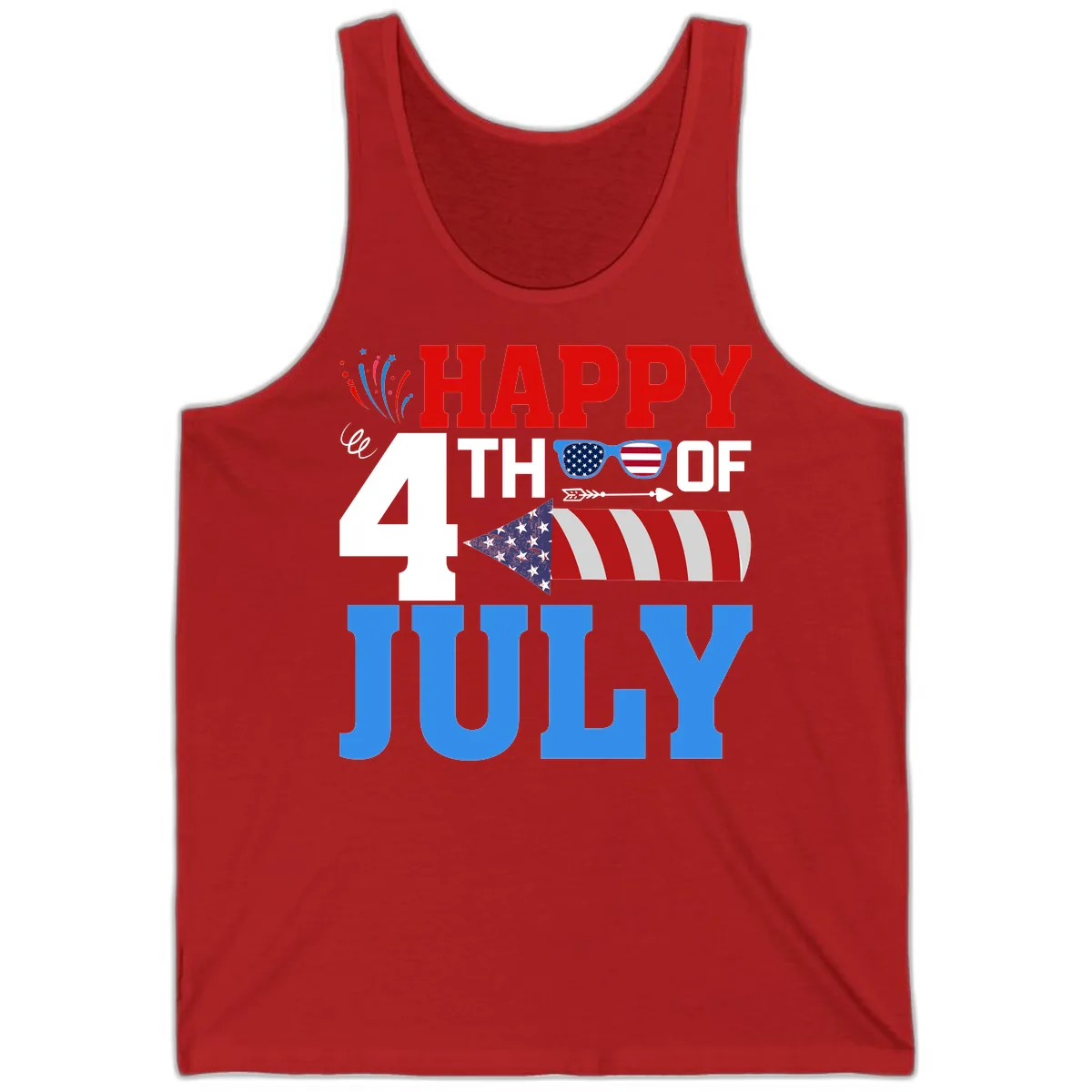 Happy 4th of July Celebration Fireworks Tank in Red