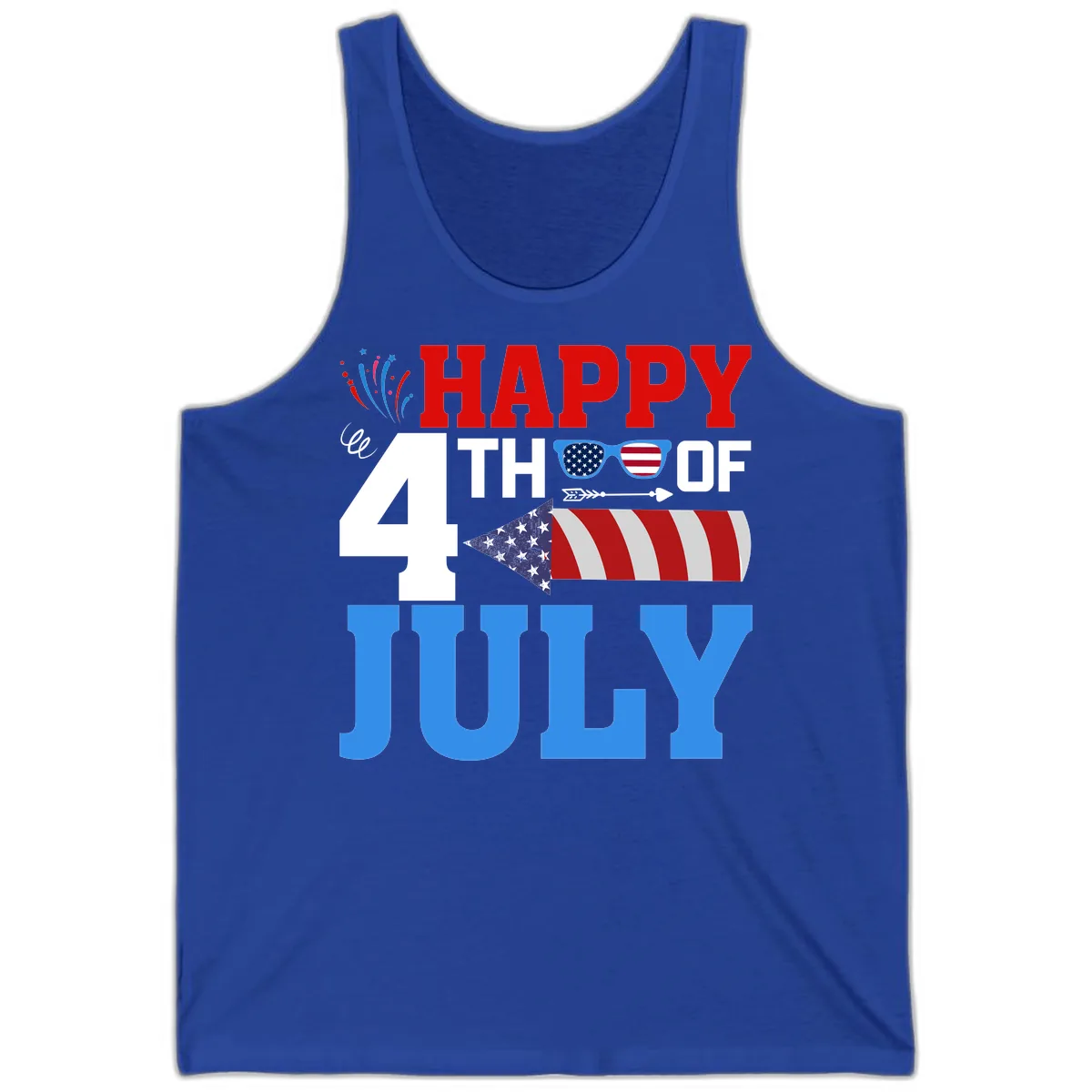 Happy 4th of July Celebration Fireworks Tank in True Royal