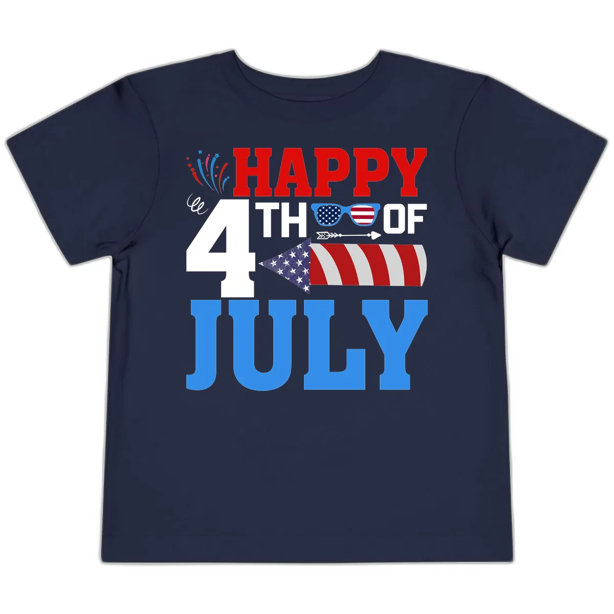 Happy 4th of July Celebration Fireworks Toddler T-Shirt in Navy