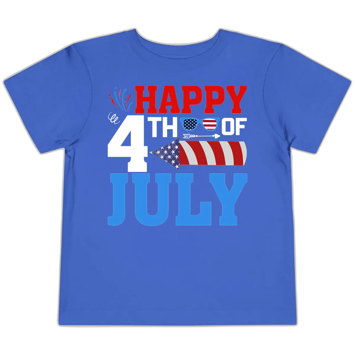 Happy 4th of July Celebration Fireworks Toddler T-Shirt in True Royal