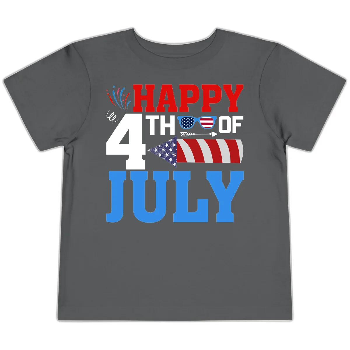 Happy 4th of July Celebration Fireworks Toddler T-Shirt in Asphalt