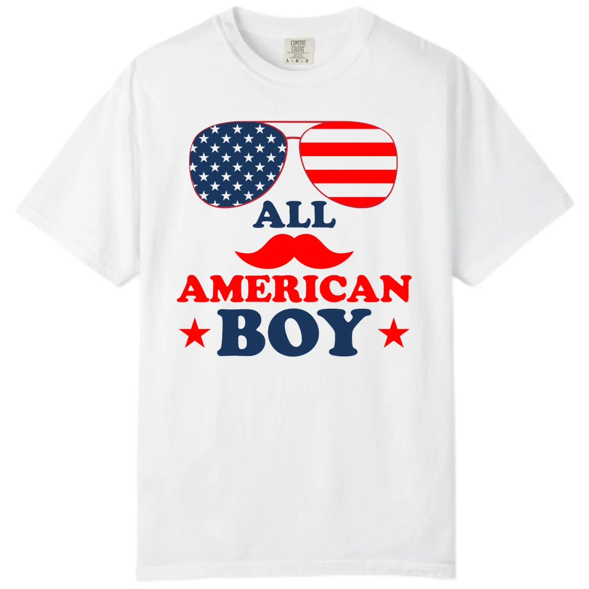 All American Boy Patriotic Aviator Design Comfort Color in White